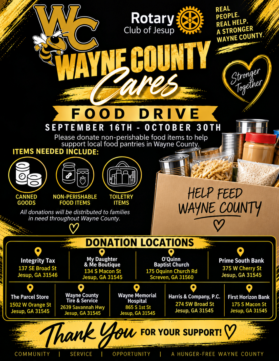 Rotary Club of Jesup Hosts Food Drive